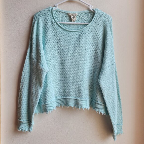 Fantastic Fawn Mint Scoop Neck Fringe Sweater Size Medium - Picture 5 of 13